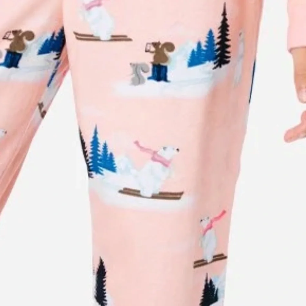 Nwt justice girl 2 piece pajamas pretty pink polar bear Sz medium/10